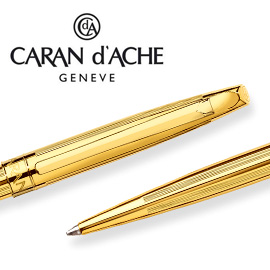 CARAN d'ACHE 瑞士卡達 MADISON 麥迪森鍍金直紋原子筆 / 支