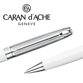 CARAN d'ACHE 瑞士卡達 LEMAN 利曼亮白漆原子筆(銀蓋) / 支