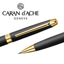 CARAN d'ACHE 瑞士卡達 LEMAN 利曼霧黑漆自動鉛筆(金夾) 0.7 / 支