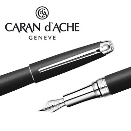 CARAN d'ACHE 瑞士卡達 LEMAN 利曼霧黑漆鋼筆(銀夾)-BB / 支