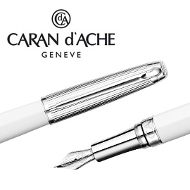 CARAN d'ACHE 瑞士卡達 LEMAN 利曼亮白漆鋼筆(銀蓋)-BB / 支
