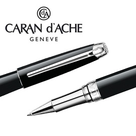 CARAN d'ACHE 瑞士卡達 LEMAN 利曼亮黑漆鋼珠筆(銀夾) / 支