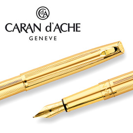CARAN d'ACHE 瑞士卡達 MADISON 麥迪森鍍金直紋鋼筆-B / 支