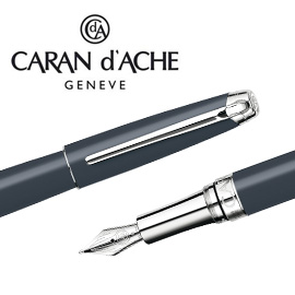 CARAN d'ACHE 瑞士卡達 LEMAN 利曼霧灰漆鋼筆(銀夾)-BB / 支
