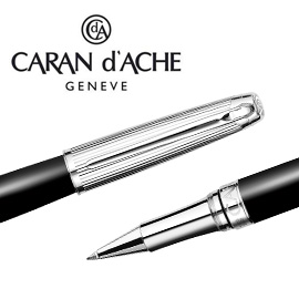 CARAN d'ACHE 瑞士卡達 LEMAN 利曼霧黑漆鋼珠筆(銀蓋) / 支