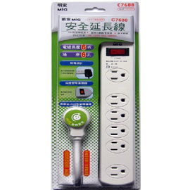 【明家】C7688 1開6插電腦延長線6呎(變壓器適用)/ 條