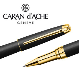 CARAN d'ACHE 瑞士卡達 LEMAN 利曼霧黑漆鋼珠筆(金夾) / 支