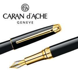 CARAN d'ACHE 瑞士卡達 LEMAN 利曼亮黑漆鋼筆(金夾)-B / 支