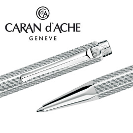 CARAN d'ACHE 瑞士卡達 ECRIDOR 艾可朵幾何麥紋原子筆(鈀金) / 支