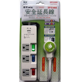 【明家】3P3344 3開3插電腦延長線6呎/ 條