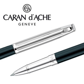 CARAN d'ACHE 瑞士卡達 MADISON 麥迪森亮黑漆鋼珠筆(銀蓋) / 支