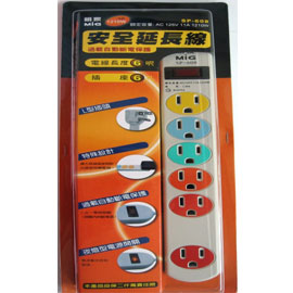 【明家】SP-608 1開6插電腦延長線6呎(彩色插座) / 條