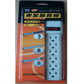 【明家】2174 1開6插電腦延長線4呎 / 條