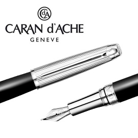 CARAN d'ACHE 瑞士卡達 LEMAN 利曼霧黑漆鋼筆(銀蓋)-BB / 支