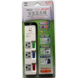 【明家】SP-3441 3開3插電腦延長線6呎/ 條
