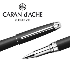 CARAN d'ACHE 瑞士卡達 LEMAN 利曼霧黑漆鋼珠筆(銀夾) / 支