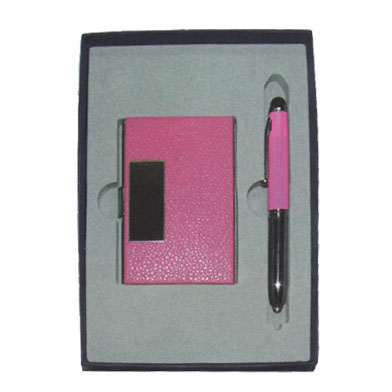 GC2 觸控LED原子筆+粉紅金屬名片夾手工盒 / 組