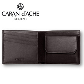 CARAN d'ACHE 瑞士卡達 CdA小牛皮紳士皮夾. 黑檀(4卡)