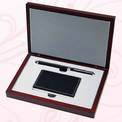 GC2 香檳黑觸控鋼珠筆+皮面名片夾 A032/ 組