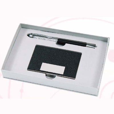 GC2 觸控白鑽黑桿+釉黑名片夾磁盒禮盒 C039/ 組