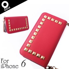 yardiX代理 【韓國潮牌Gaze Glitter Square Pink iPhone 6 4.7吋手工鉚釘真皮保護套】鍊帶皮包造型 保護殼/保護皮套
