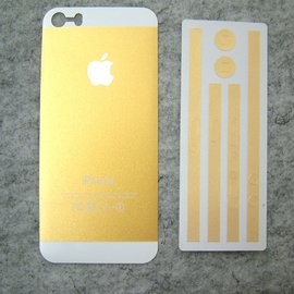 免用保護殼!!【iPhone 5 5S專用變身貼紙(粉金色)】耳機 lightning 8pin充電線孔位準確