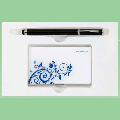 GC2 迷你觸控原子筆+彩名藍與白名片夾晶亮盒 E068/ 盒