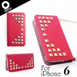 yardiX代理 【韓國潮牌Gaze Glitter Diamond Pink iPhone 6手工鉚釘真皮保護套】鍊帶皮包造型 保護殼/保護皮套 適合搭配保護貼/觸控筆