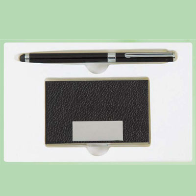 GC2 香檳黑鋼珠筆+釉黑名片夾晶亮盒 E070/ 盒