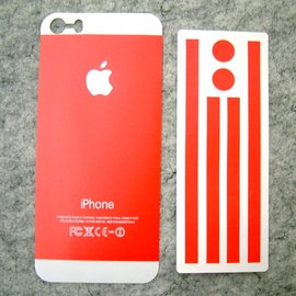 免用保護殼!!【iPhone 5 5S專用變身貼紙(紅色)】耳機 lightning 8pin充電線孔位準確