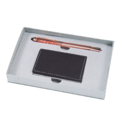 GC2 發財筆+皮面名片夾磁盒禮盒 / 組