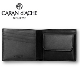 CARAN d'ACHE 瑞士卡達 CdA小牛皮紳士皮夾. 黑(4卡)