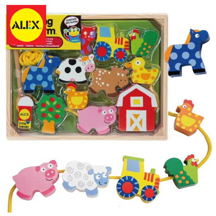 【【美國ALEX】小手穿線樂-點心/動物/車車 / 盒