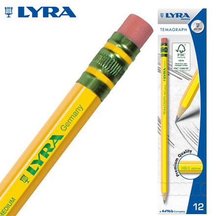 【德國LYRA】百年經典(附橡擦)黃桿鉛筆HB(12入) / 盒