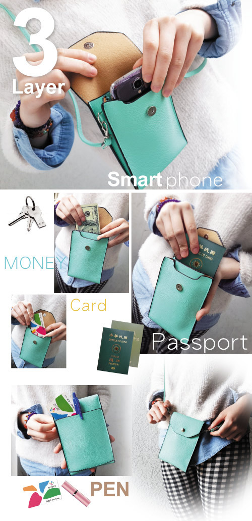 超聯結 馬卡龍色隨身三層小斜背包 D816